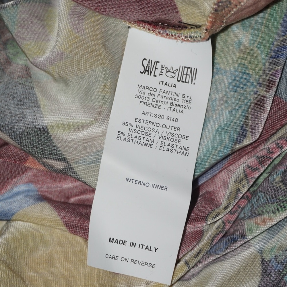 Save The Queen Printed Patchwork Graphic Sleeveless Wrap Blouse - Size Medium - Picture 14 of 14